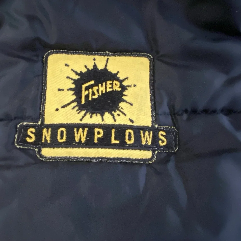 Vintage Swingster Snap Down Puffer Vest Mens XL‎ Fisher Snowplows Button Snap